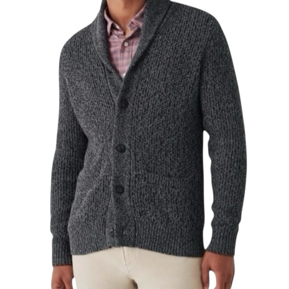 Faherty Marled Cotton Cashmere Cardigan Sweater Charcoal Gray Men’s XL XXL NWT
